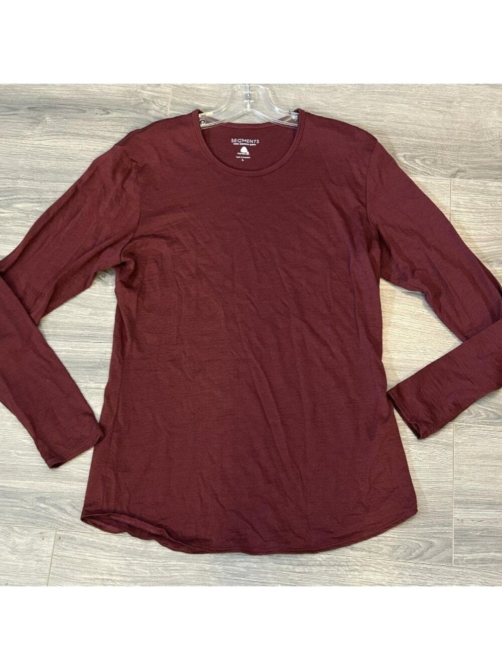 Segments Shirt Womens L Maroon Red 100% Merino Wool Long Sleeve Base Layer Top